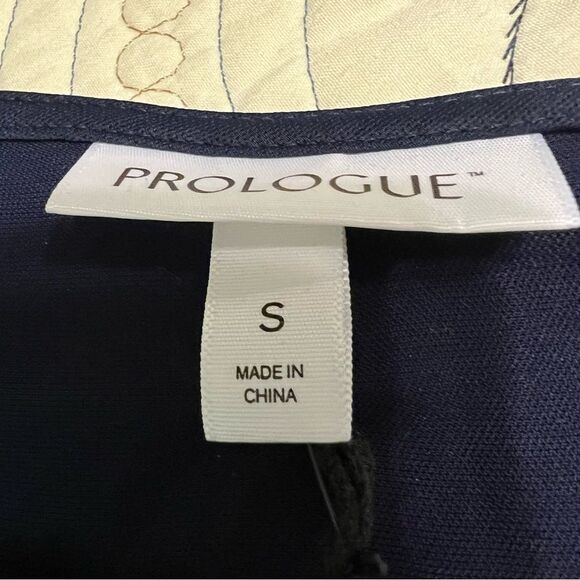 Navy PROLOGUE LONG WIDE SLEEVE SQUARE NECK BLOUSE SHIRT TOP Sz Small women - Picture 5 of 11